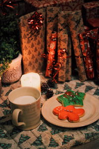 Close-up of tea served on table