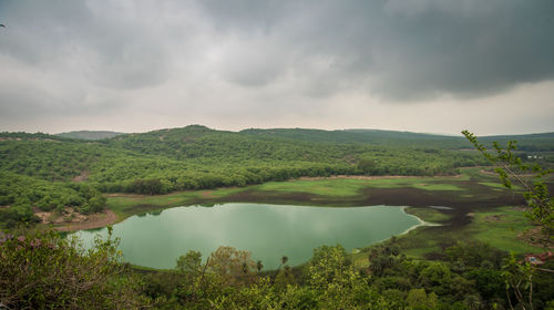 Scenic view of lake against sky