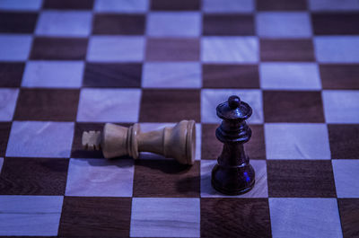 High angle view of chess board