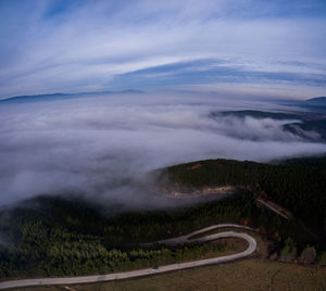 High angle view of mountain road against sky