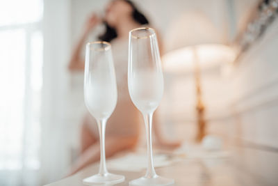 Close-up of wineglass on table