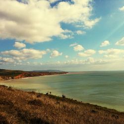 Scenic view of landscape against cloudy sky