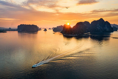 Scenic view of sea against sky during sunset