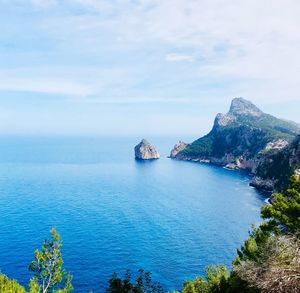 Scenic view of bay against sky