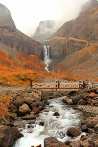 View of stream flowing through rocks