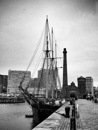 View of harbor against sky