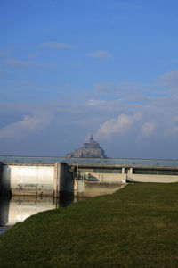 View of the mont saint michel and his barrage normandy.