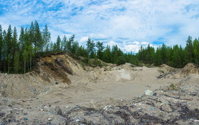 Panoramic view of land against sky