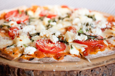 Close-up of pizza on table