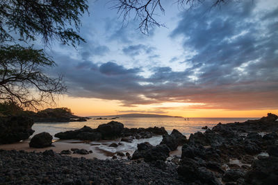 Scenic view of sea against sky during sunset