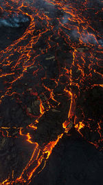 Aerial shot of volcanic eruption