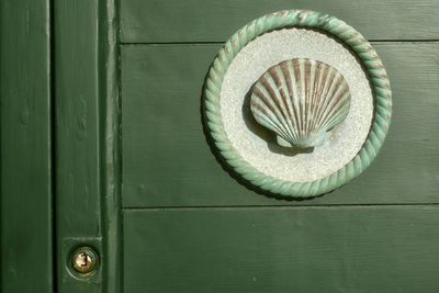 Directly above shot of wooden door