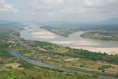 The confluence of 2 rivers at the mekong river in the upper part of thailand.