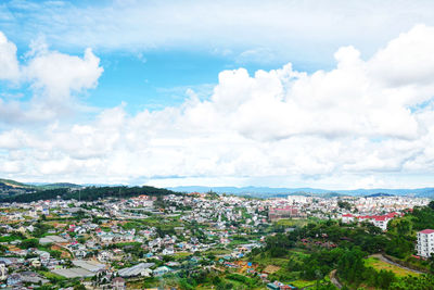 High angle view of townscape against sky