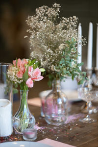 Close-up of flower vase on table