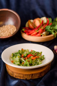 Close-up of food in plate on table