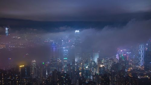 Illuminated cityscape at night