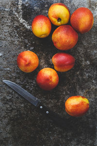 High angle view of oranges