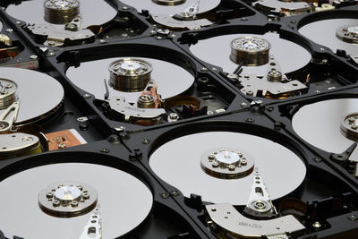 Full frame shot of hard drives