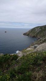 Scenic view of bay against sky