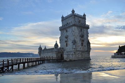 Romantic evening and the belem tower in lisbon