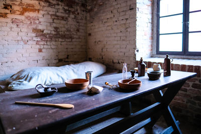 High angle view of place setting