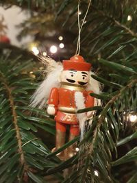 Close-up of christmas decoration hanging on tree