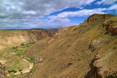 Scenic view of landscape against cloudy sky