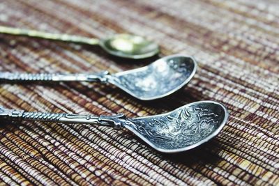 Close-up of spoon on table