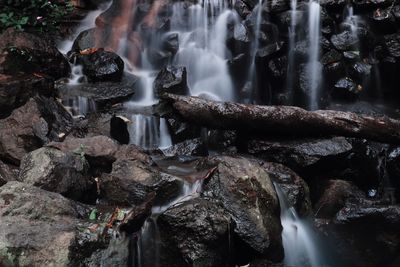 View of waterfall in forest