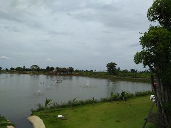 Scenic view of lake against sky