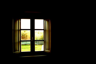 View of building through window