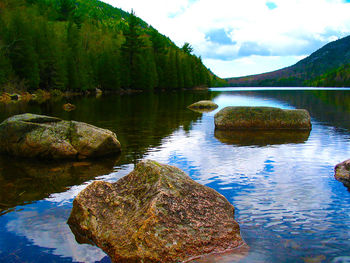 Scenic view of lake against sky