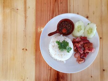 Directly above shot of breakfast served on table