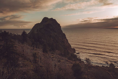 Scenic view of sea against sky during sunset