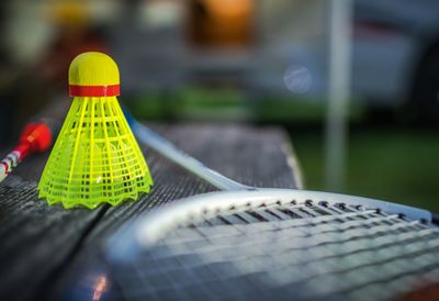 Close-up of badminton racket