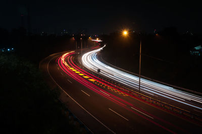 Light trails on highway at night