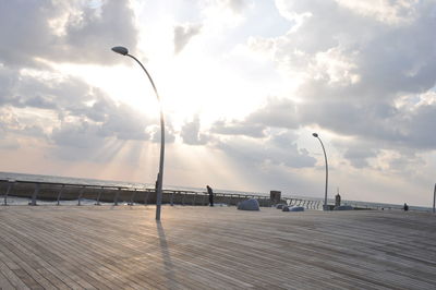 Surface level of road along street lights