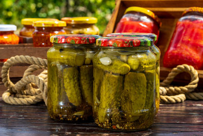 Close-up of food on table
