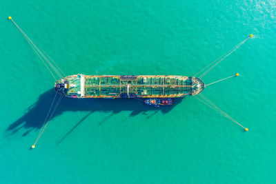 High angle view of ship on sea