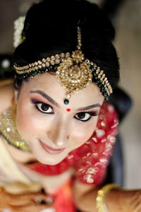 Portrait of bride during wedding ceremony