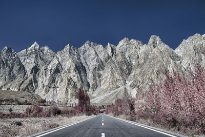 Road leading towards mountains