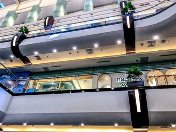 Low angle view of illuminated ceiling at restaurant