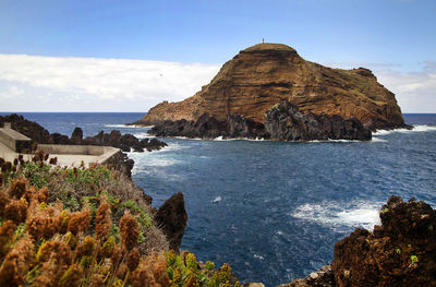 Scenic view of sea against clear sky