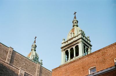 Low angle view of statue against clear sky