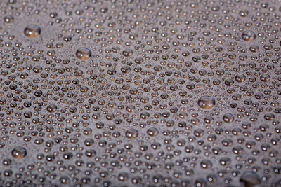 Many small water drops on the surface of cellphone hydriphobic coated glass screen, close-up macro