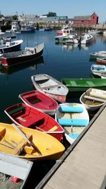 Moored boats in river