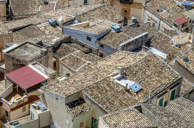 High angle view of buildings in city