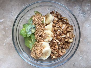 High angle view of food in plate
