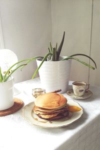 Close-up of breakfast on table